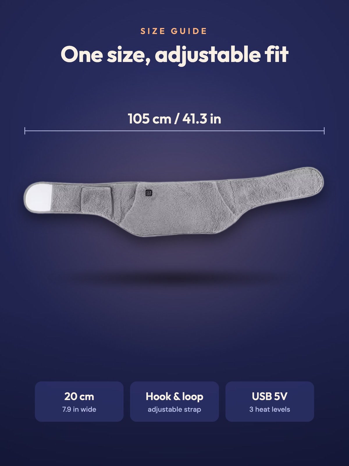 Size guide: 105 cm long, 20 cm wide
