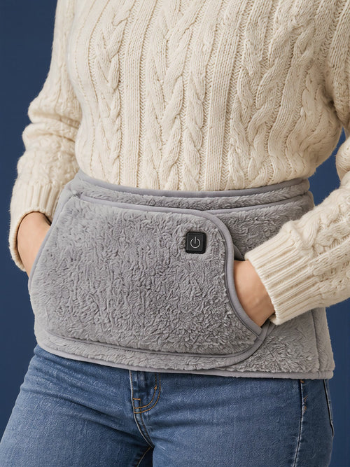 Wearing the heated belt with hands in the front pocket
